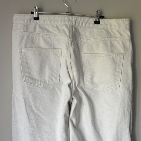 Wave Denim High rise Wide leg White Distressed Women Jeans 🤍 One Size - Picture 5 of 10